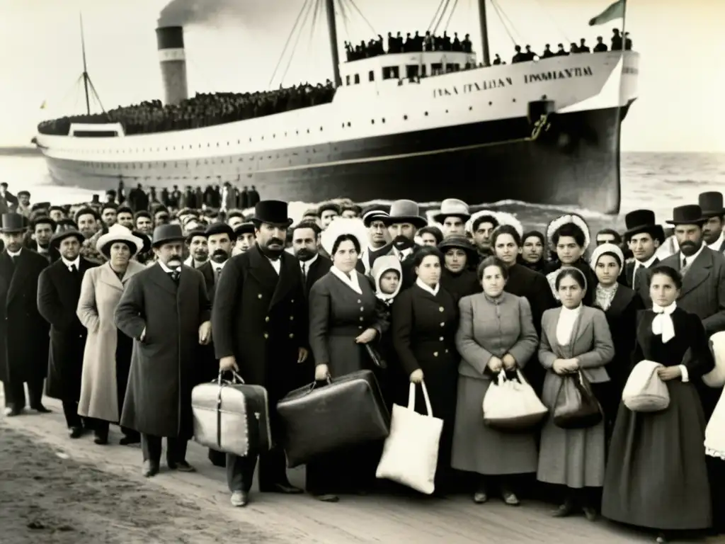 Inmigración italiana en Uruguay: antigua foto en sepia refleja esperanza y miedo en rostros desembarcando en el Montevideo del siglo XIX