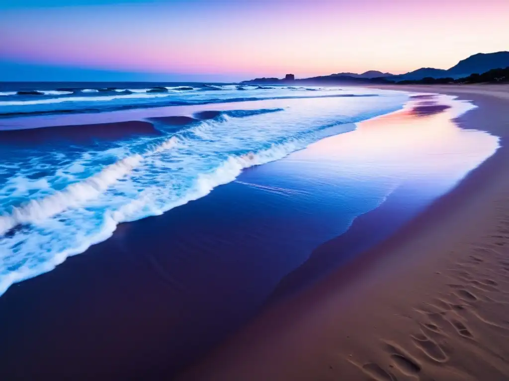 Maleta lista para viajar en playa uruguaya al atardecer, anticipando tormenta