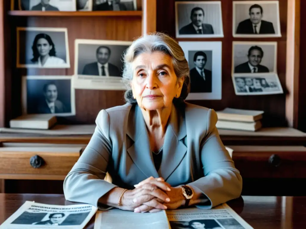 Paulina Luisi, pionera médica uruguaya y figura de la lucha derechos mujer, en su estudio bajo la luz suave, rodeada de recuerdos y patria