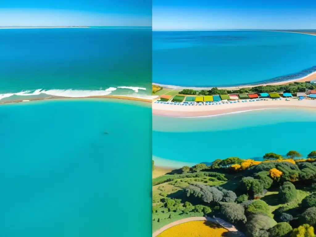 La mejor temporada para visitar Uruguay capturada en una imagen: verano en playas turquesas, otoño en viñedos dorados, invierno en Colonia y primavera en Montevideo