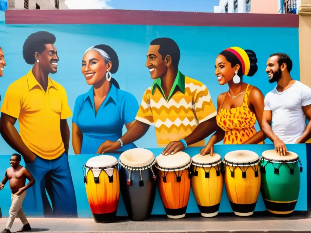 Mercado bullicioso en Montevideo, Uruguay, donde la herencia africana en la cultura uruguaya vibra en murales coloridos, música y danzas tradicionales