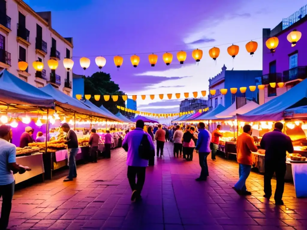 Mercado de comida callejera en Montevideo, Uruguay