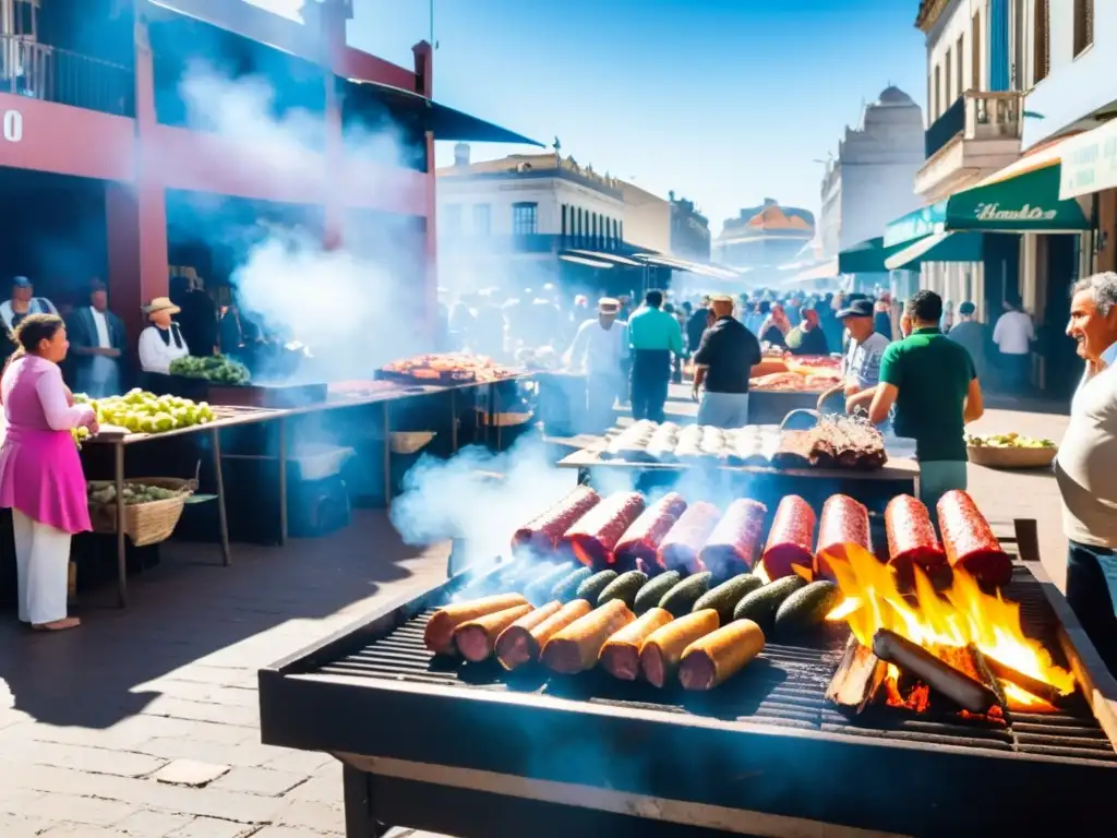 Mercado lleno de vida en Montevideo, Uruguay, donde los eventos gastronómicos resplandecen bajo un sol radiante