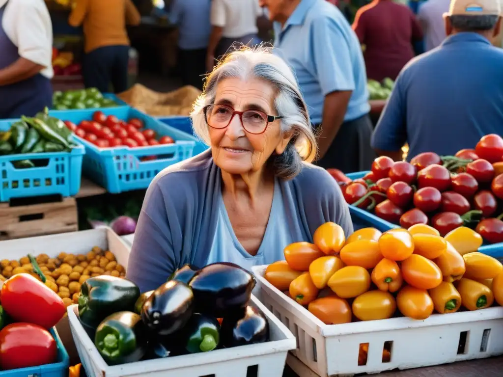 Mercado vibrante en Montevideo durante la 'hora dorada', reflejando la influencia italiana en gastronomía uruguaya