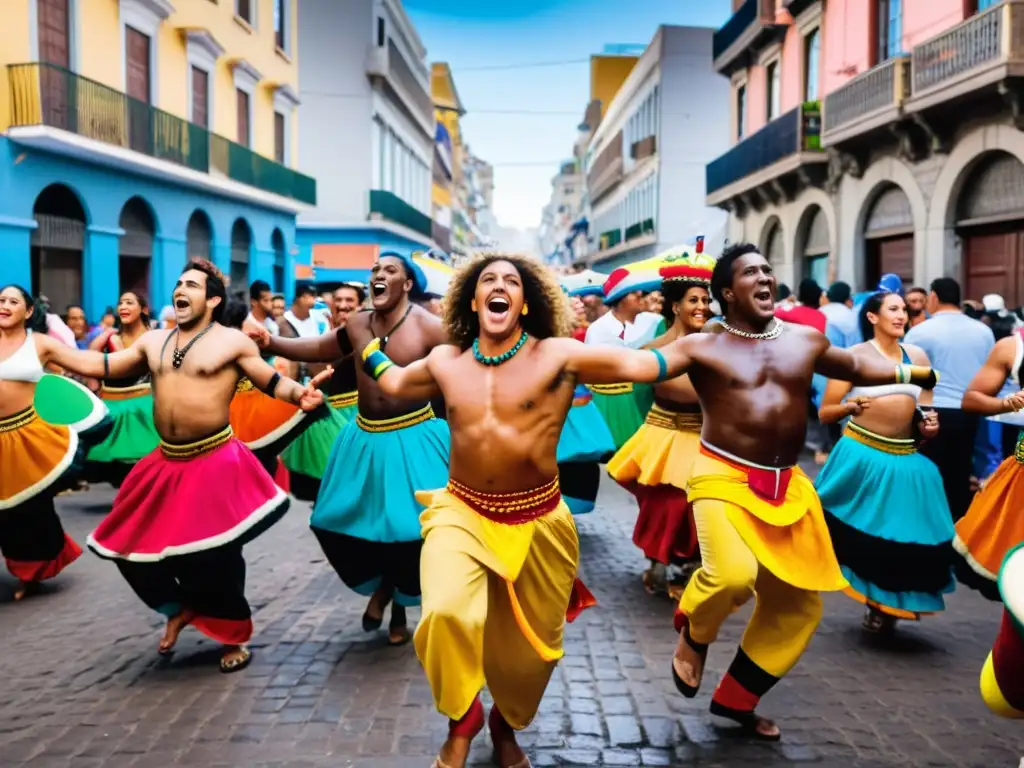 Fotografía de momentos inolvidables en Uruguay: candombe vibrante y mercado bullicioso en Montevideo al atardecer