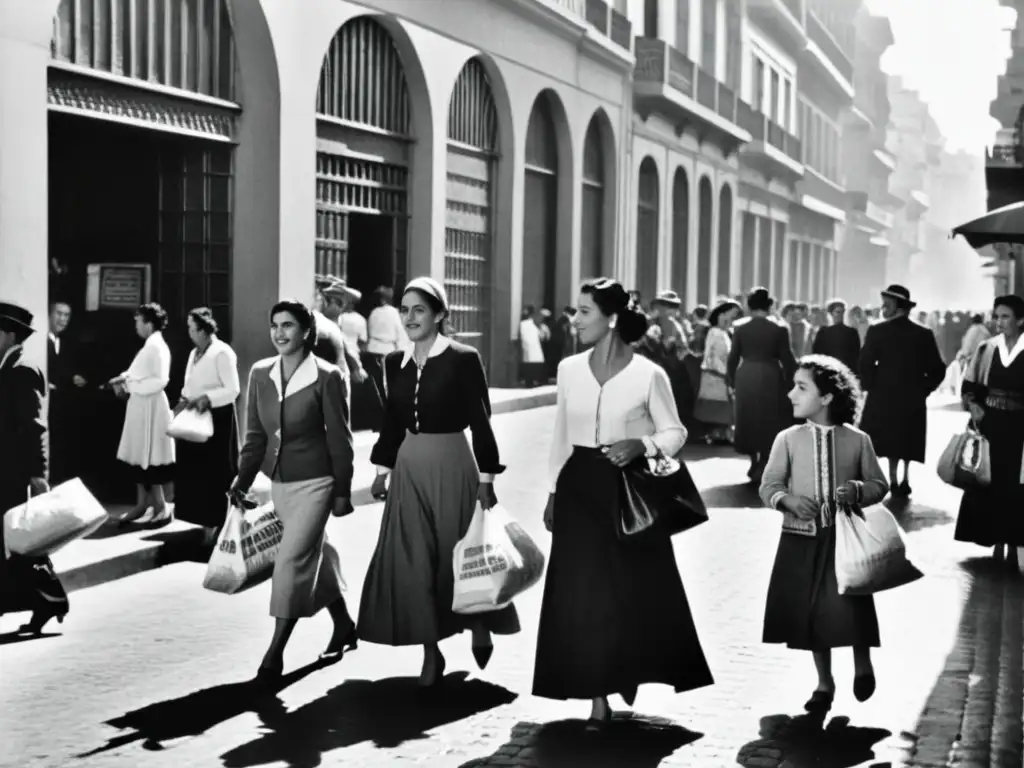 Mujeres destacadas en la historia de Uruguay, capturadas en una foto en blanco y negro de los años 50, reflejando el cambio y progreso