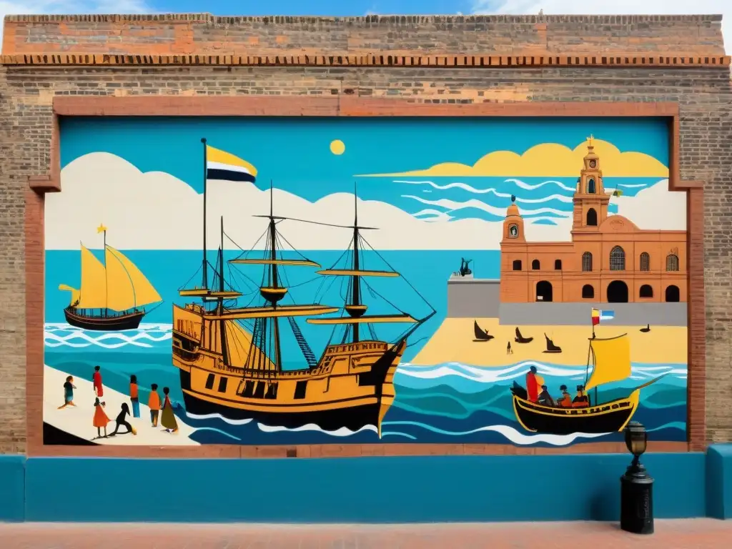 Murales históricos Uruguay: un lienzo urbano en Montevideo, lleno de colores vivos y bañado por el sol, relata su rica historia