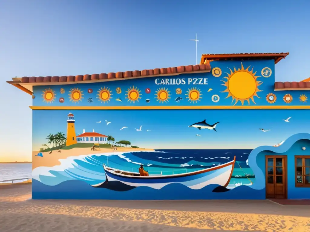 Murales de Carlos Páez Vilaró Punta del Este iluminados por el sol uruguayo, embelleciendo el club pesquero con su rica cultura afro