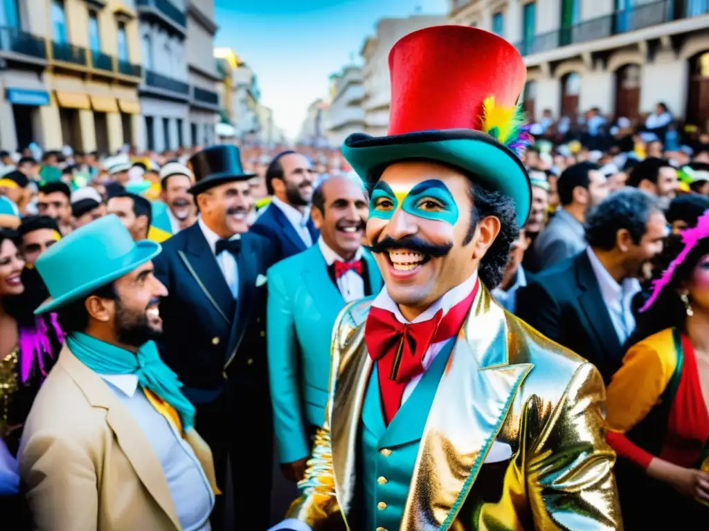 Murga vibrante deslumbrando en el Carnaval en Uruguay, fotografías capturan la alegría de la multitud y la arquitectura colonial adornada