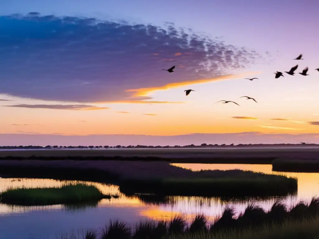 Observador de aves en medio de la belleza matutina de los humedales de Uruguay, marco de las rutas de avistamiento de aves en Uruguay