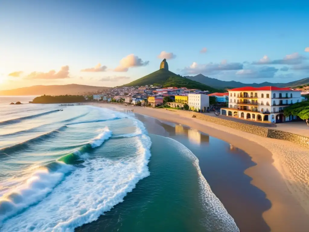 Panorámica de Maldonado al atardecer: playas prístinas, surfistas, murales coloridos y un mercado lleno de arte y gastronomía local