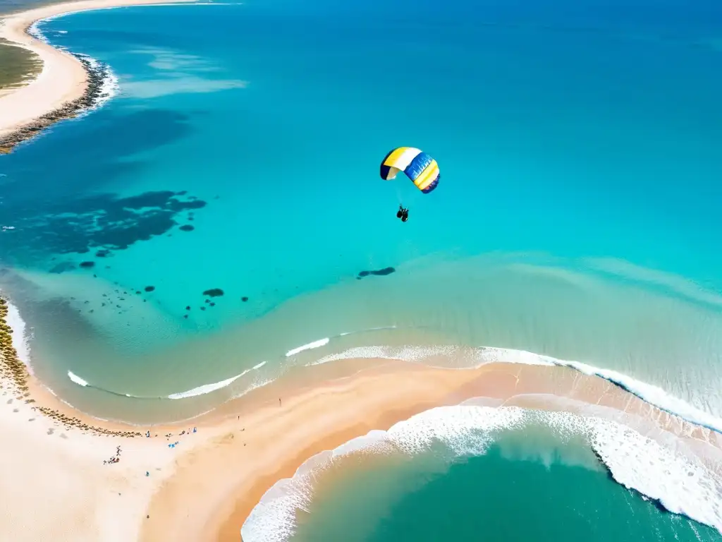 Paracaidistas en colores neón descienden sobre las soleadas playas de Uruguay, uno de los mejores lugares para paracaidismo