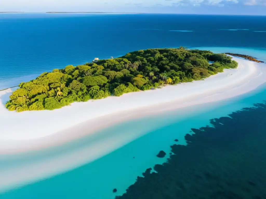 Paraíso escondido Isla Fuerte Uruguay, iluminada por un amanecer dorado, con playas prístinas y casas rústicas