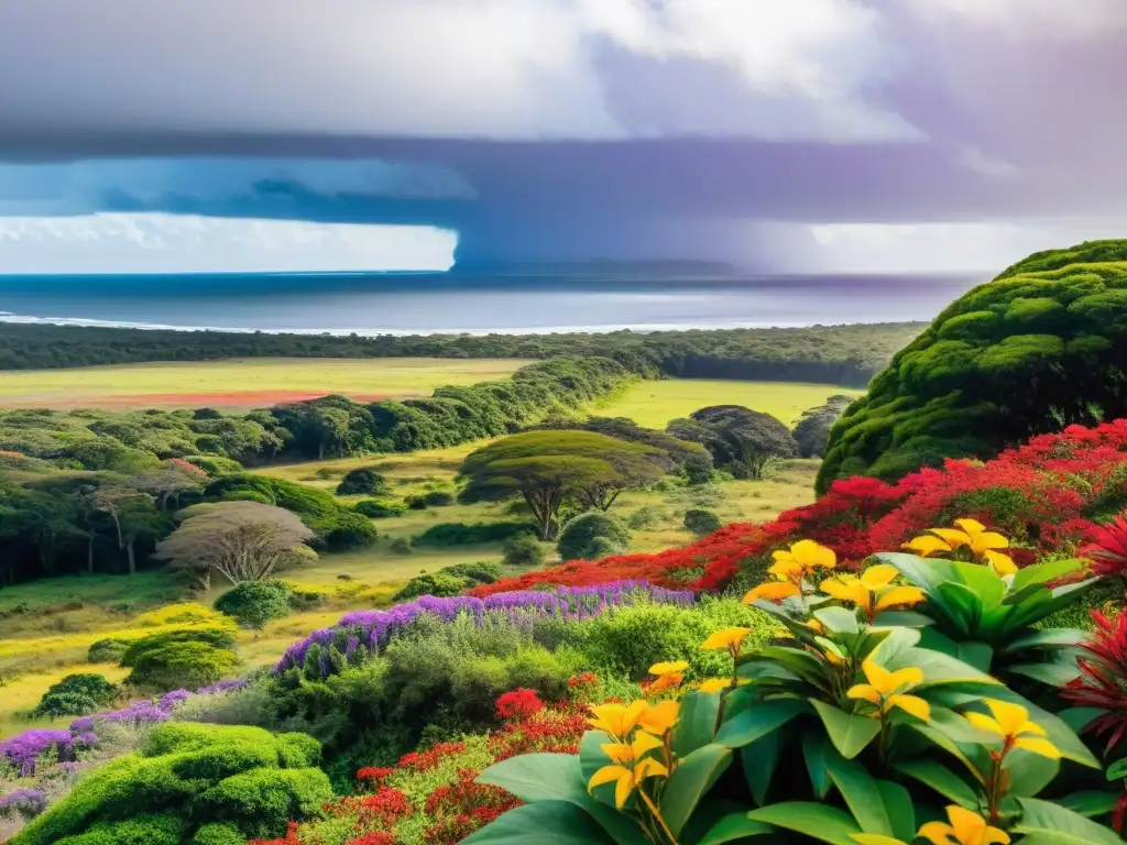 Parque Nacional Santa Teresa Uruguay, un oasis de biodiversidad con capibaras, flores exóticas y palmeras al atardecer