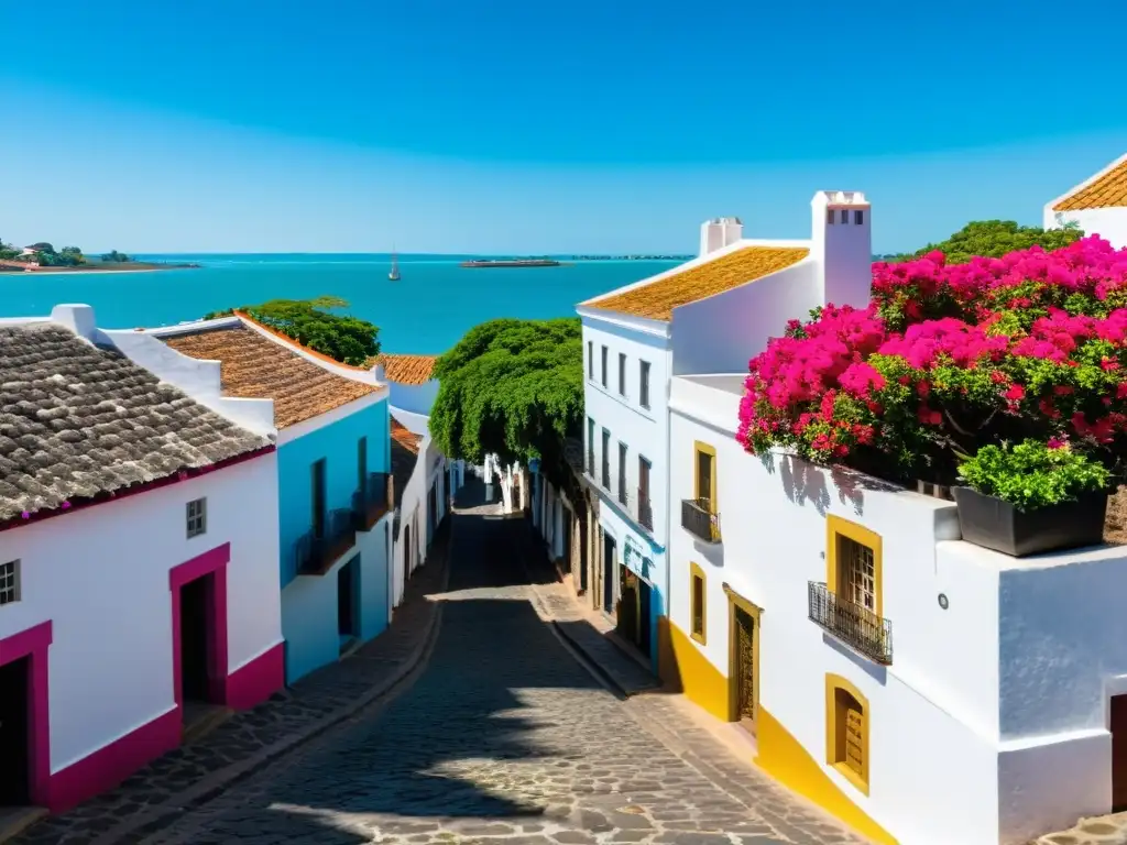 Patrimonio arquitectónico de Colonia del Sacramento, Uruguay, bañado por el sol, con calles empedradas y faro icónico