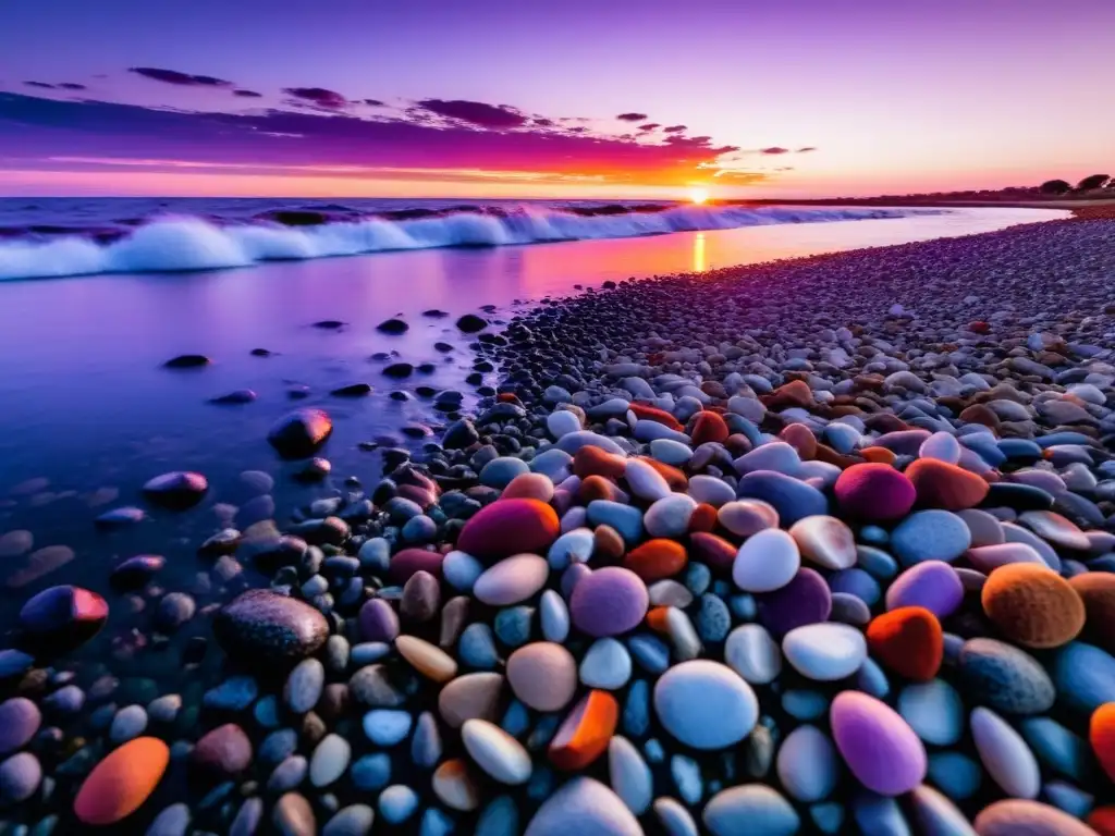 Un pescador solitario se destaca al fotografiar paisajes acuáticos en Uruguay, bajo un impresionante atardecer en el Río de la Plata