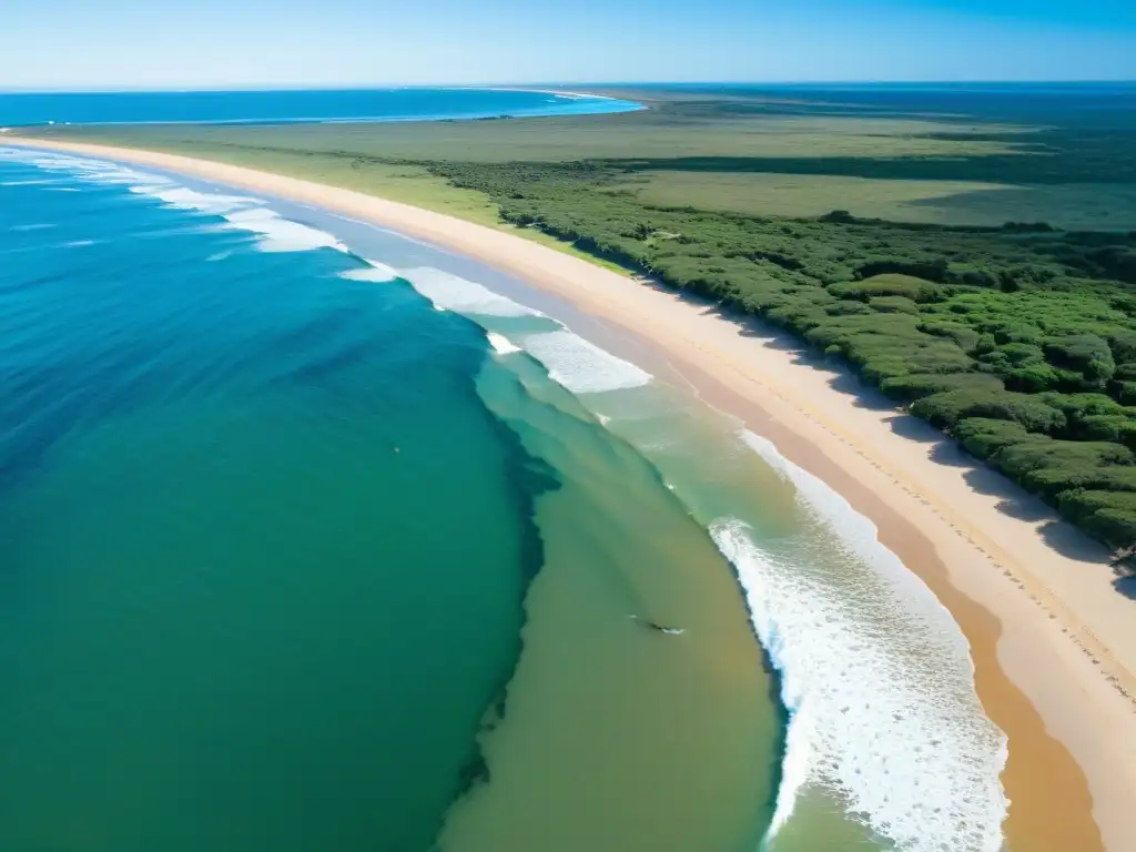 Playas e islas de Uruguay bañadas en sol, con la arena dorada acariciada por el Atlántico y árboles verdes al viento