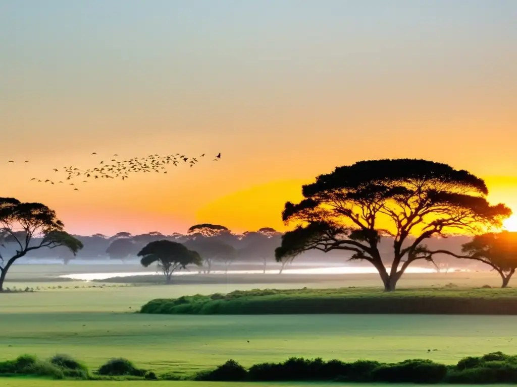 Radiante amanecer en Uruguay ilumina una avifauna rica y diversa, reflejando la belleza cultural del país