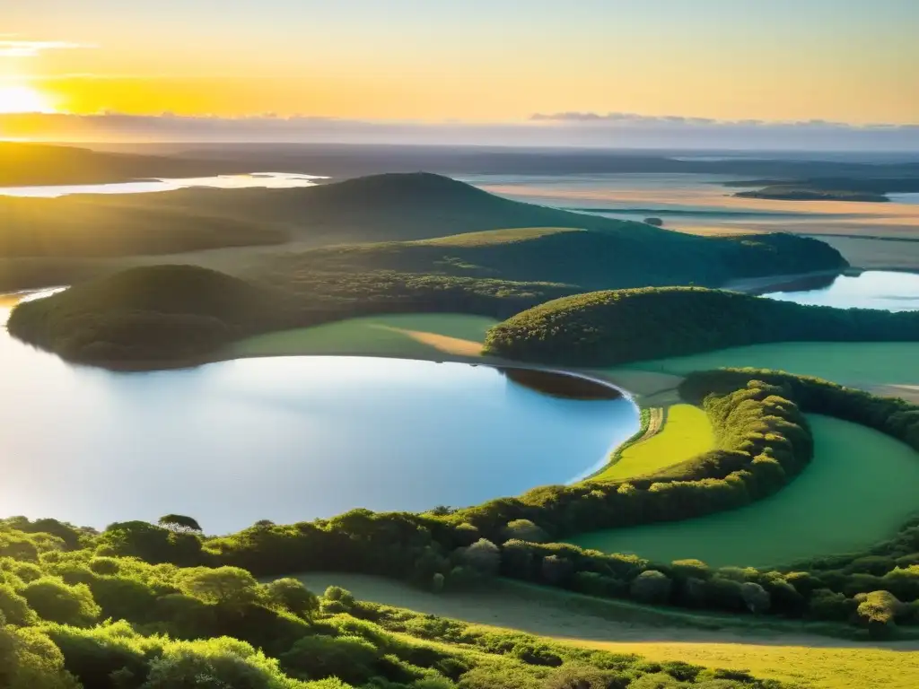 Radiante puesta de sol dorada en Rocha, Uruguay, paraíso ecológico