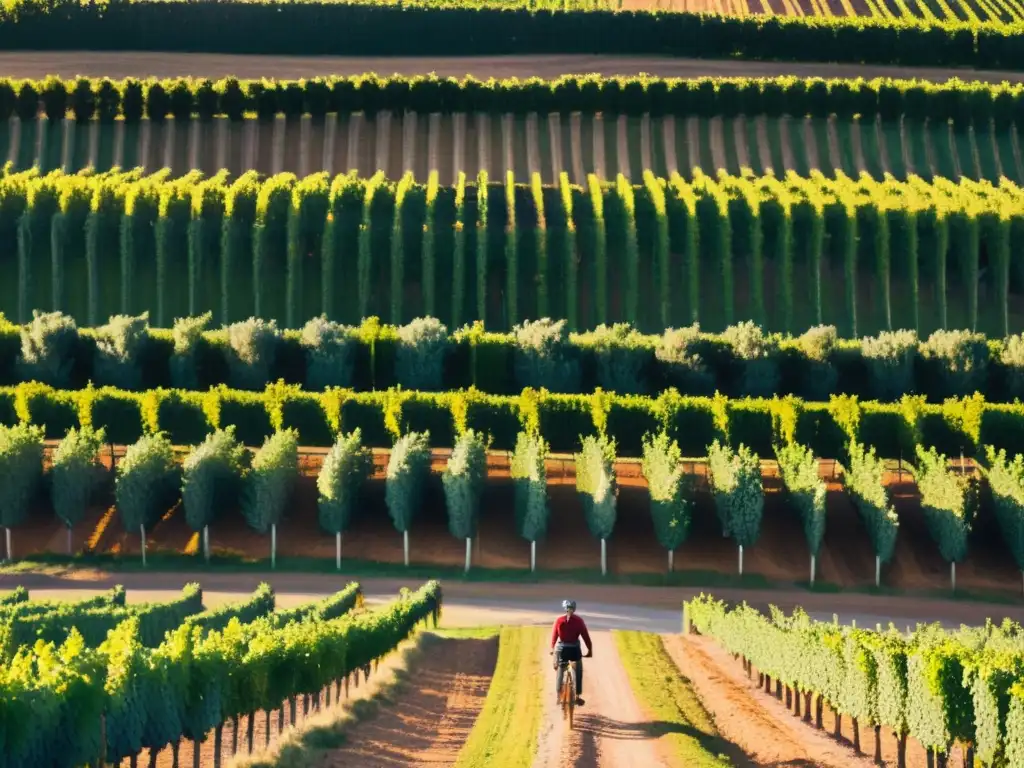 Recorrido en bicicleta viñedos Uruguay: una aventura cautivadora al atardecer, entre viñas y olivos, hacia una encantadora bodega