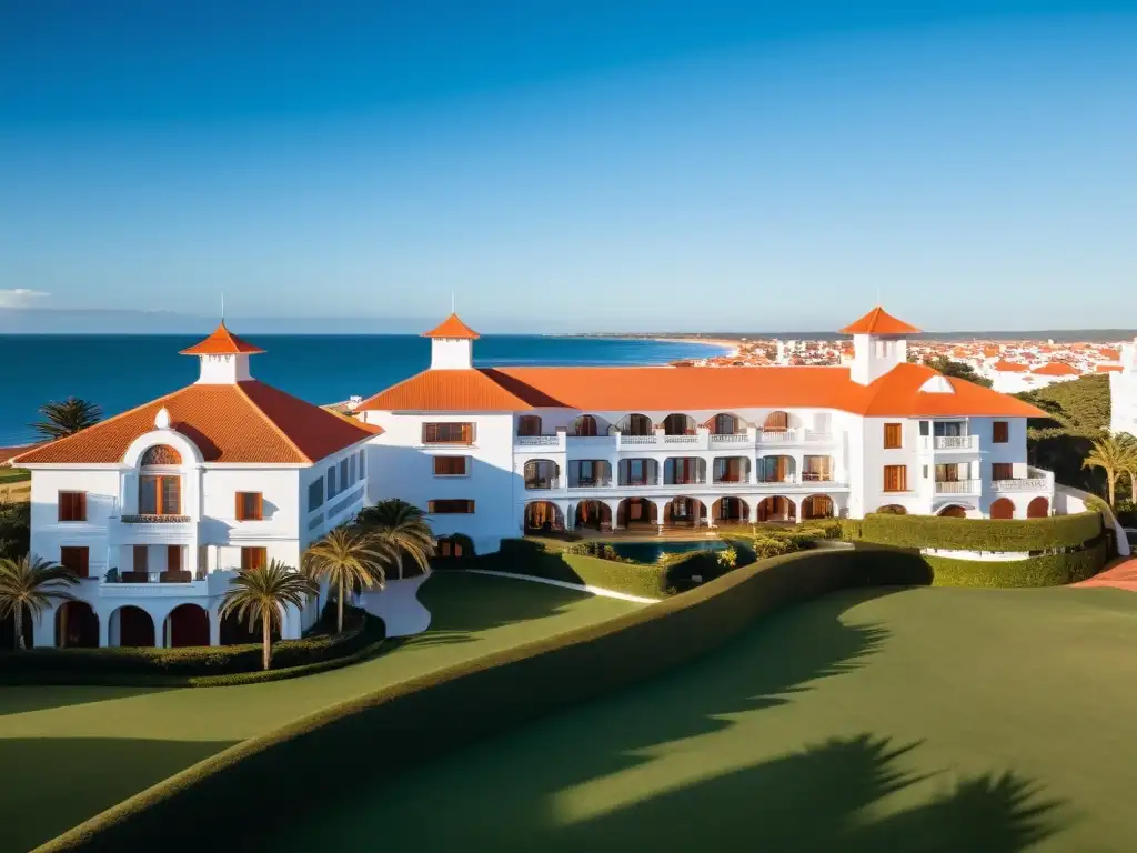 Resort de lujo bañado por el sol en Punta del Este, Uruguay, prometiendo un viaje de lujo en Uruguay con vistas al Atlántico