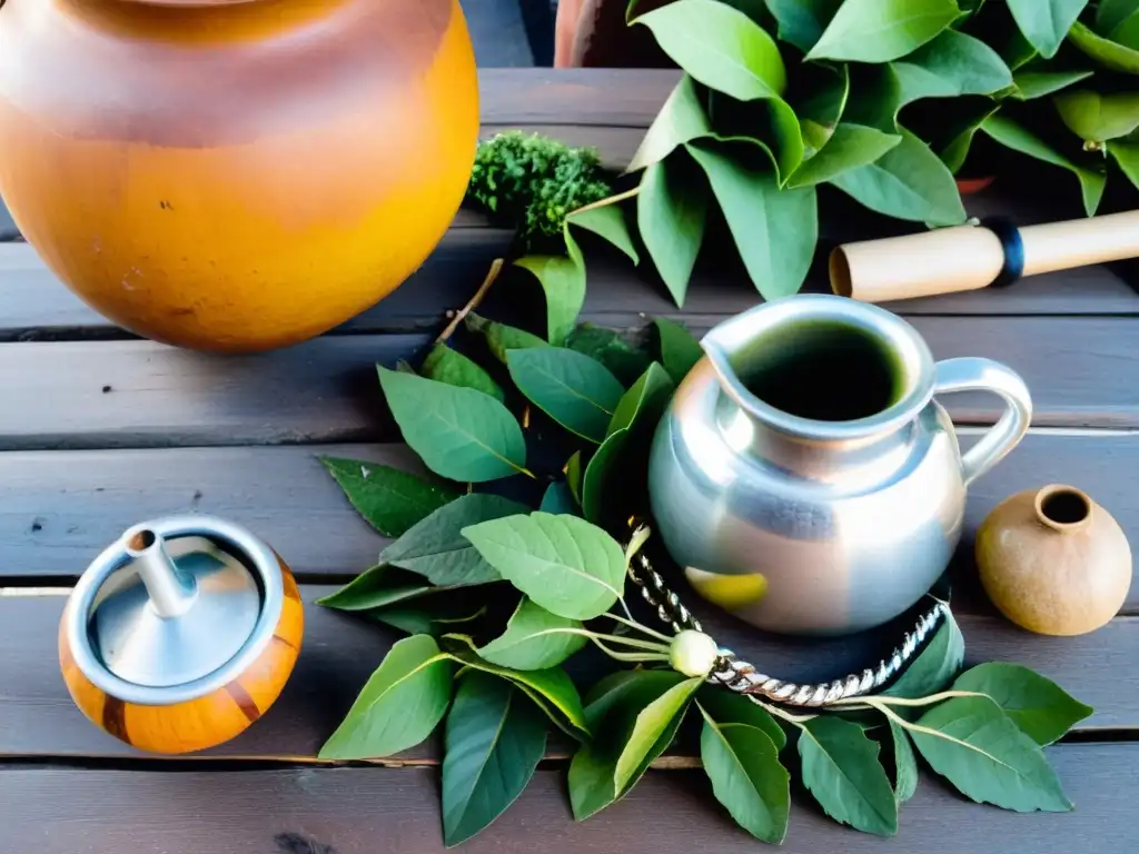 Ritual cultural del mate uruguayo en una Montevideo soleada, manos llenando una calabaza de mate en una calle vibrante y colorida