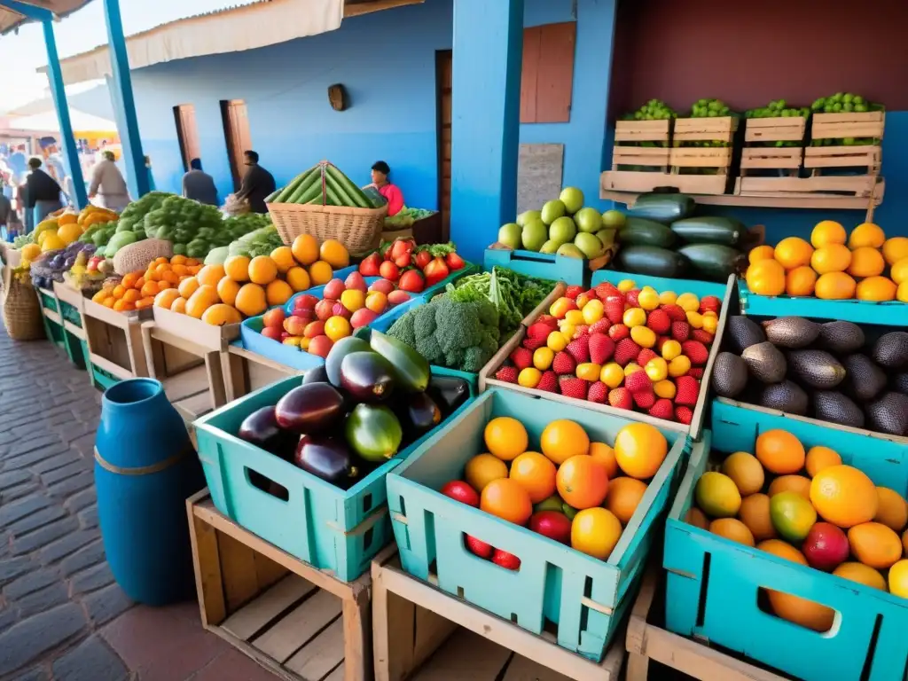 Gastronomía tradicional uruguaya: Descubriendo sabores únicos en un animado mercado lleno de vibrantes colores y apasionados vendedores