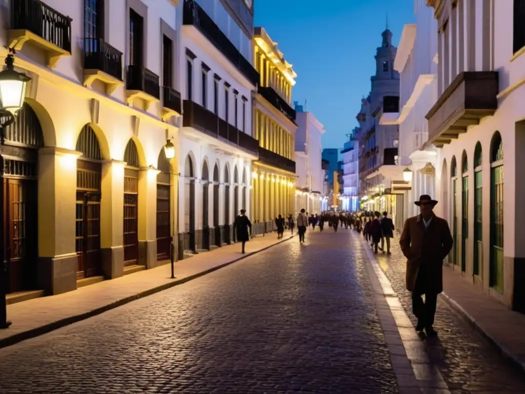 Seguridad viajar noche ciudades Uruguay: Montevideo bulle de vida bajo la luz cálida de faroles antiguos, reflejando su rica historia y encanto