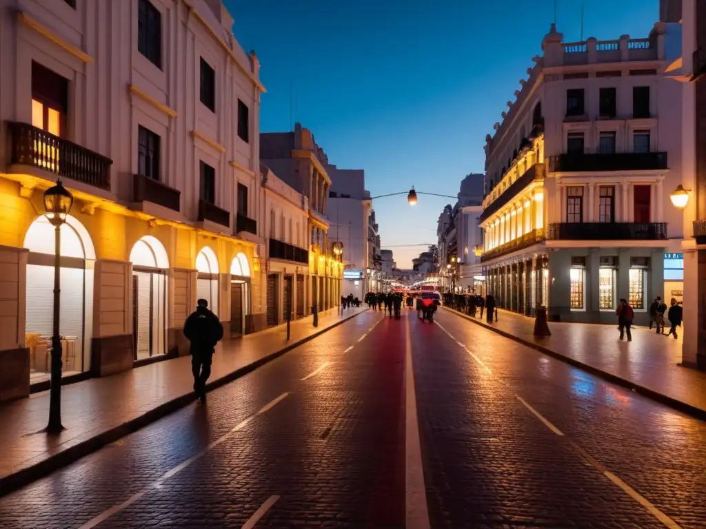 Seguridad al viajar por la noche en las vibrantes ciudades de Uruguay, con calles iluminadas y la presencia constante de patrullas policiales