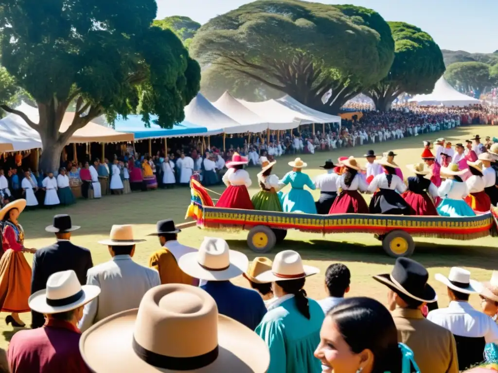 Tradiciones y festivales uruguayos en pleno apogeo, repletos de danzantes alegres, carretas coloridas y un clima de brillante azul