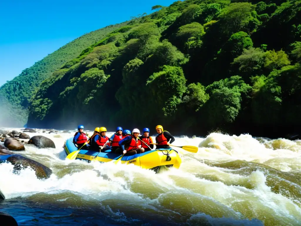 Turismo de aventura en Uruguay: turistas disfrutan del rafting en el vibrante Río Negro y el ziplining sobre la exuberante Quebrada de los Cuervos