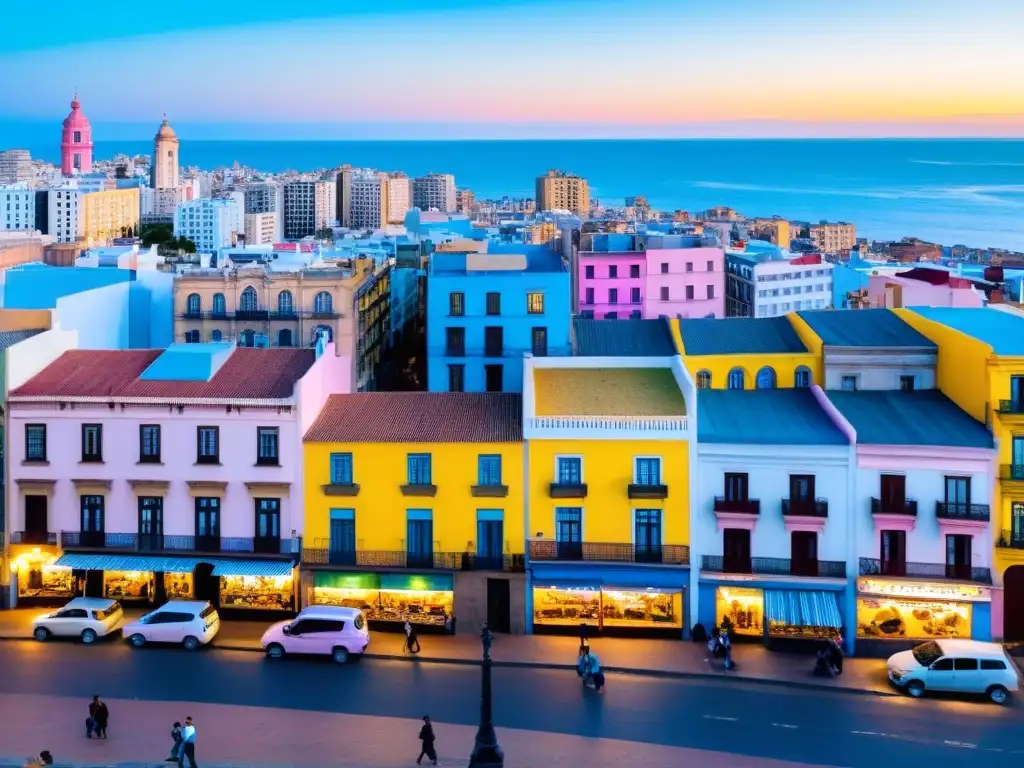 Viaje familiar disfrutando la cultura y belleza de Montevideo, Uruguay, con su vibrante atardecer y encanto colonial