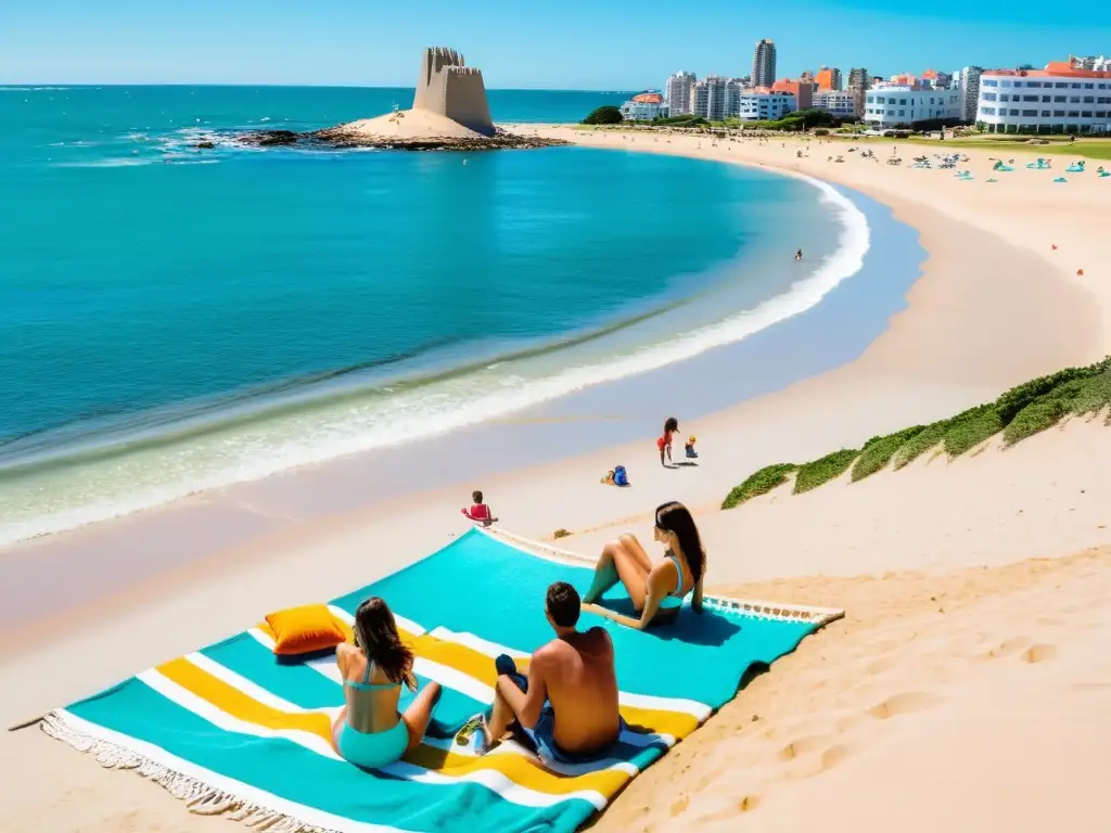 Viaje familiar a Uruguay sin estrés: disfrutando de un soleado día en Punta del Este, construyendo castillos de arena junto a La Mano