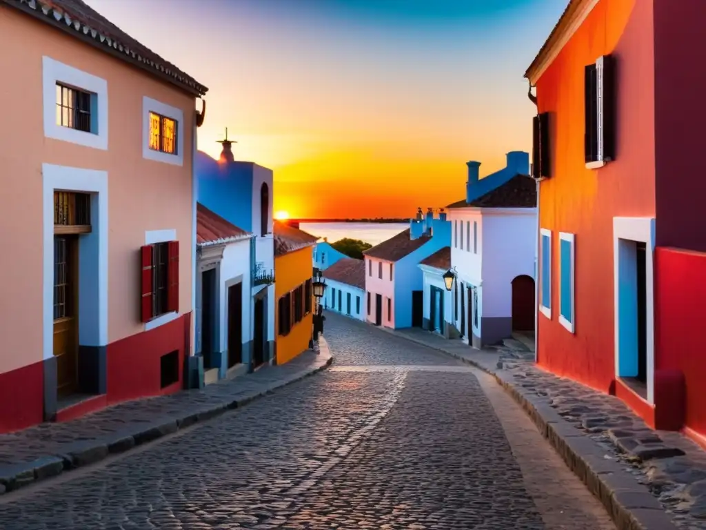 Viaje fascinante por Uruguay revela la belleza y cultura de Colonia del Sacramento, con su sol dorado tiñendo de colores pastel las antiguas casas y calles adoquinadas