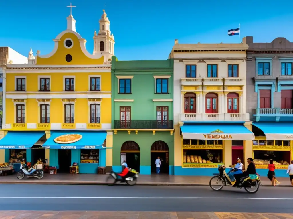 Viaje fotográfico por Uruguay, tradición y color en el mercado de Montevideo, mural vibrante de gauchos, y el imponente Palacio Salvo al atardecer