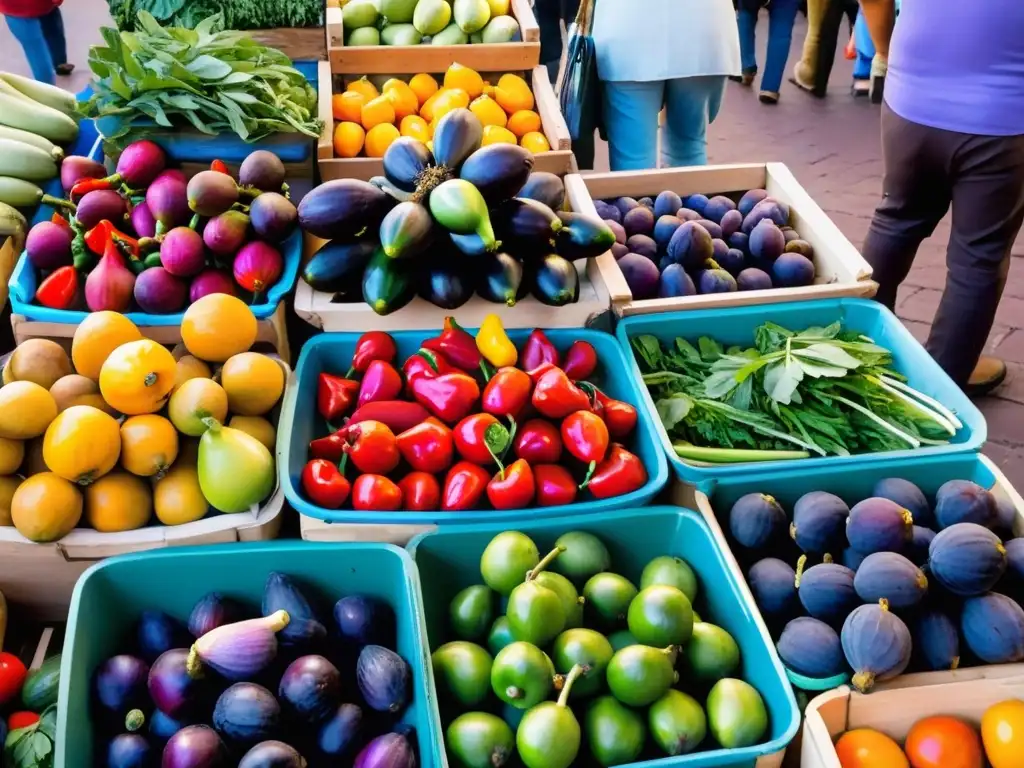 Viaje gastronómico tradiciones Uruguay: bullicioso mercado al aire libre en Montevideo, lleno de colores y sabores locales