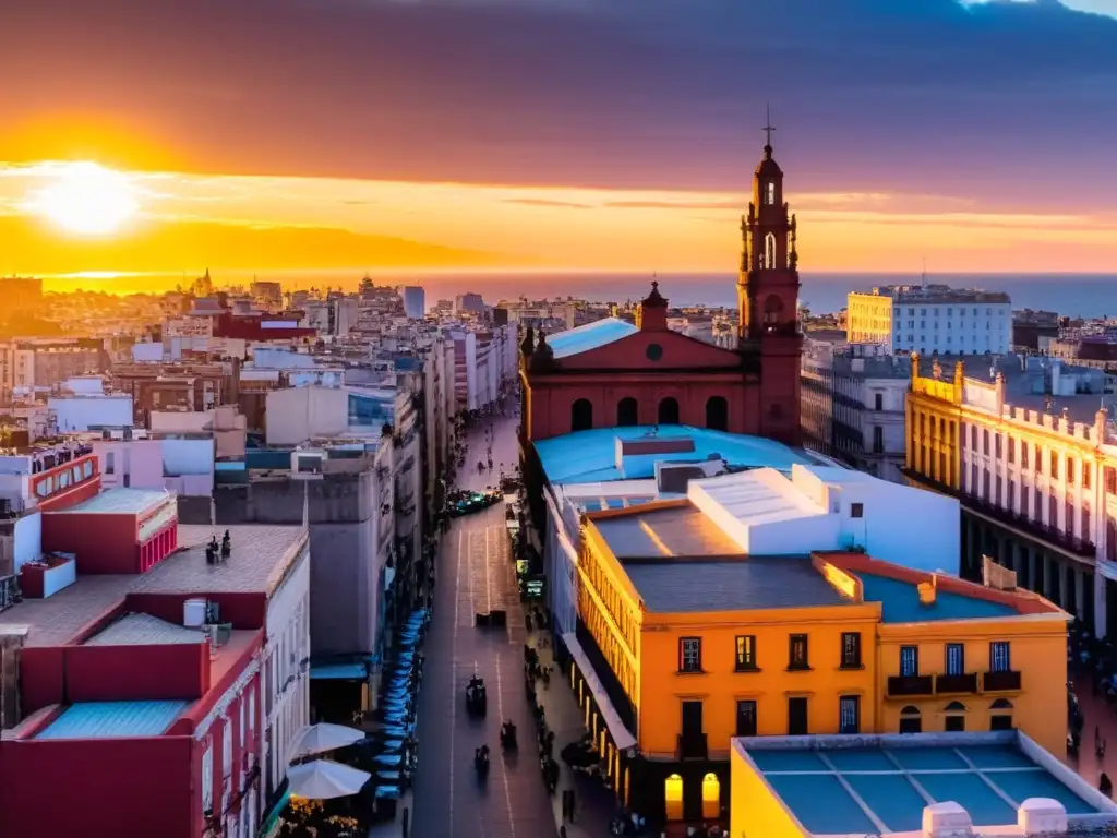 Planificar viaje a Uruguay: pronóstico de tiempo con brillo en calles húmedas de Montevideo, anticipando una noche histórica y encantadora