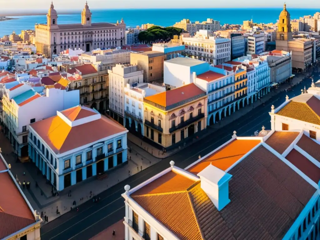 Viajes económicos Uruguay: belleza y cultura en el atardecer dorado de Montevideo, con mercados vibrantes y arquitectura colonial