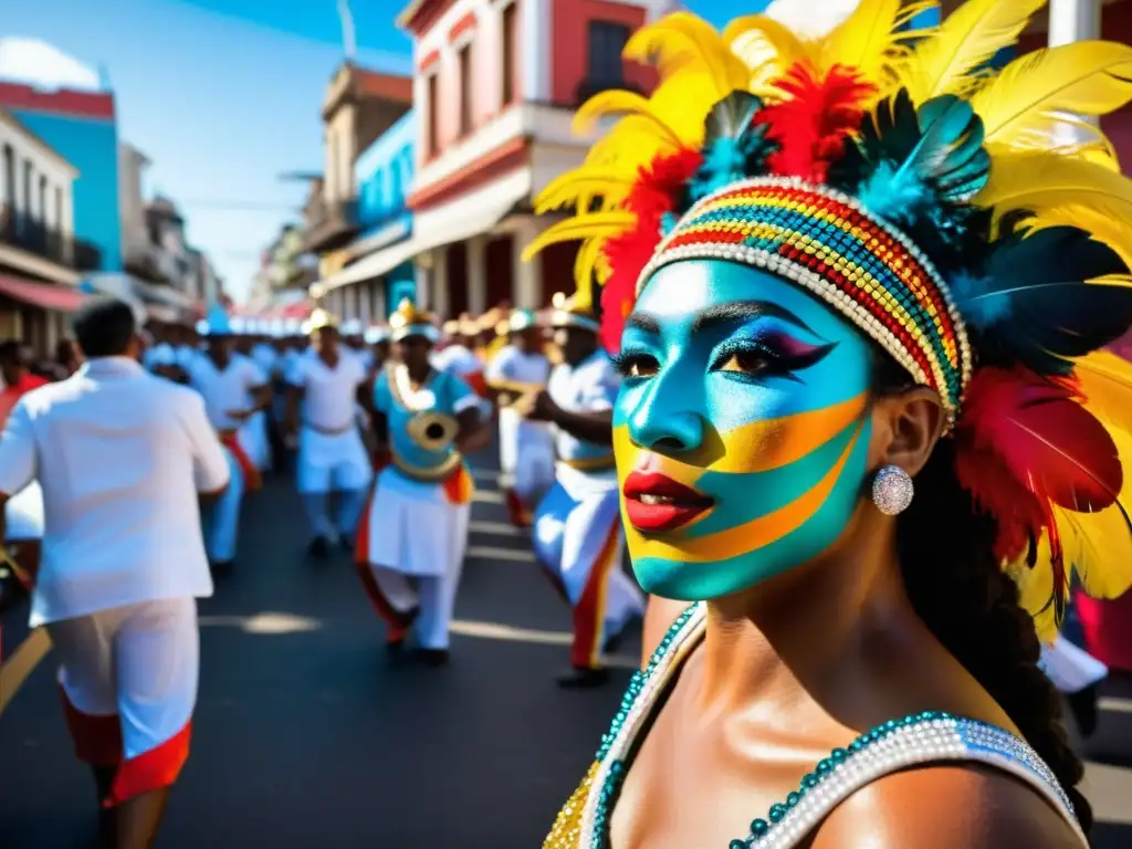 Celebración vibrante del Carnaval en Uruguay, la historia y cultura de Uruguay se viven en cada danza de Candombe y fuego de artificio