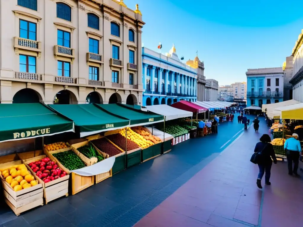 Amanecer en Montevideo, Uruguay: mercado vibrante y económico, lleno de vida y color, donde los consejos para viajar barato a Uruguay cobran vida