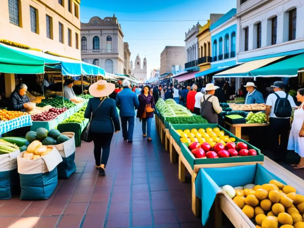 Vibrante mercado de Montevideo, Uruguay, lleno de color y cultura