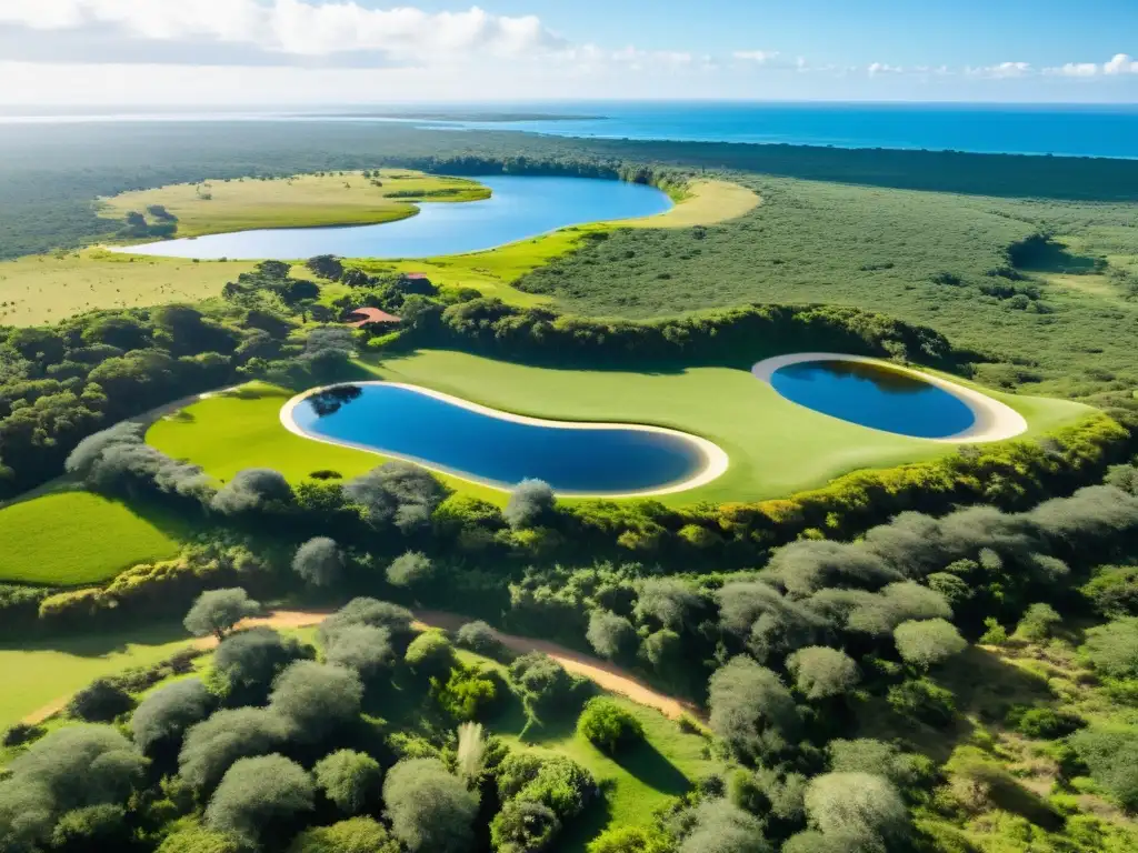 Visitantes plantando árboles en un ecoresort uruguayo, disfrutando de los beneficios de los alojamientos sostenibles en Uruguay