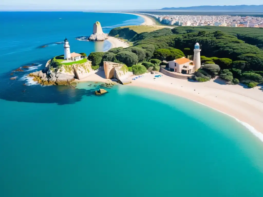 Vista aérea de las joyas costeras de Uruguay, La Paloma y La Pedrera, bañadas por la luz dorada del atardecer