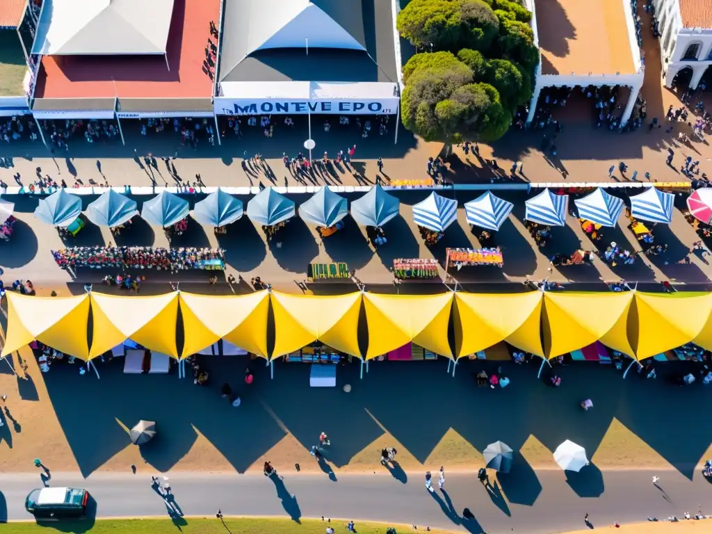 Vista aérea de la vibrante Expo Prado en Montevideo, uno de los eventos culturales en Uruguay más grandes, bajo un sol brillante