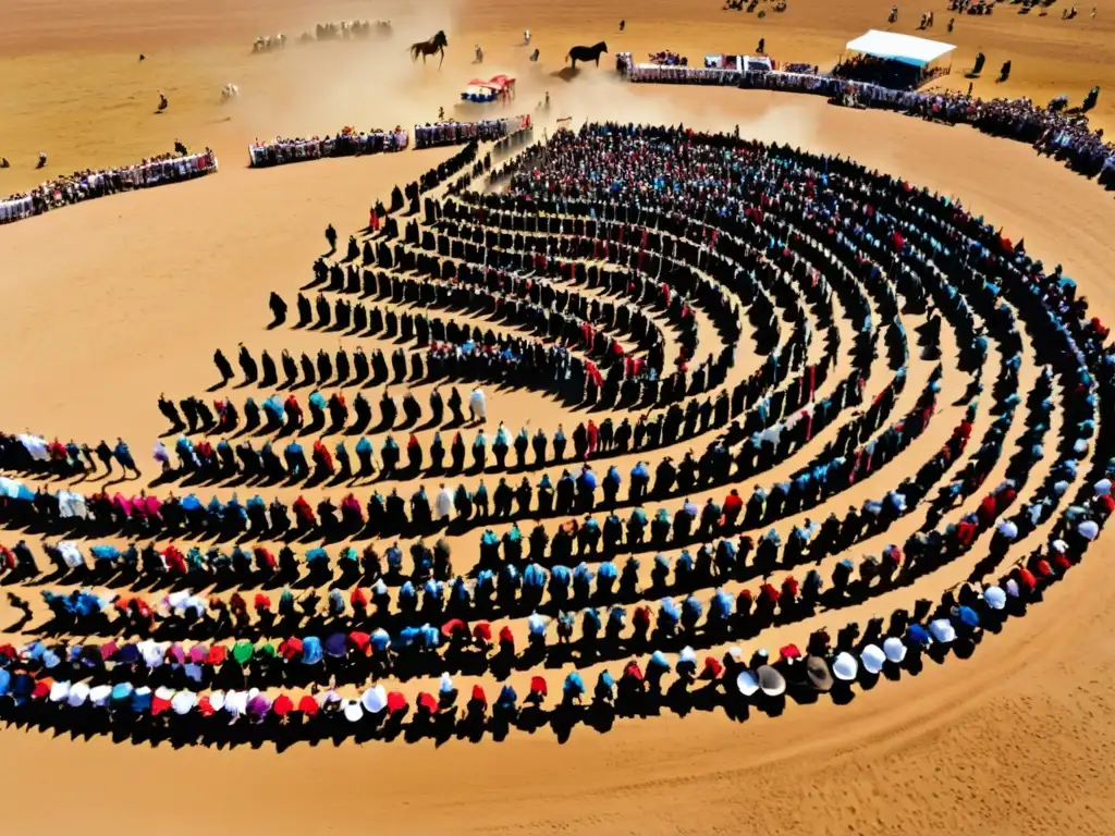 Vista aérea del vibrante festival de Tacuarembó, Uruguay, donde la tradición gaucha uruguaya cobra vida en un rodeo lleno de color y orgullo