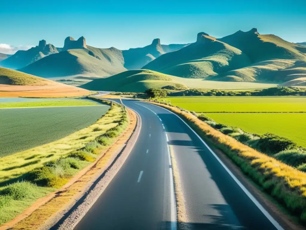 Vista cautivadora de un viaje pintoresco por Uruguay en un coche vintage, con consejos para viajar en coche por Uruguay