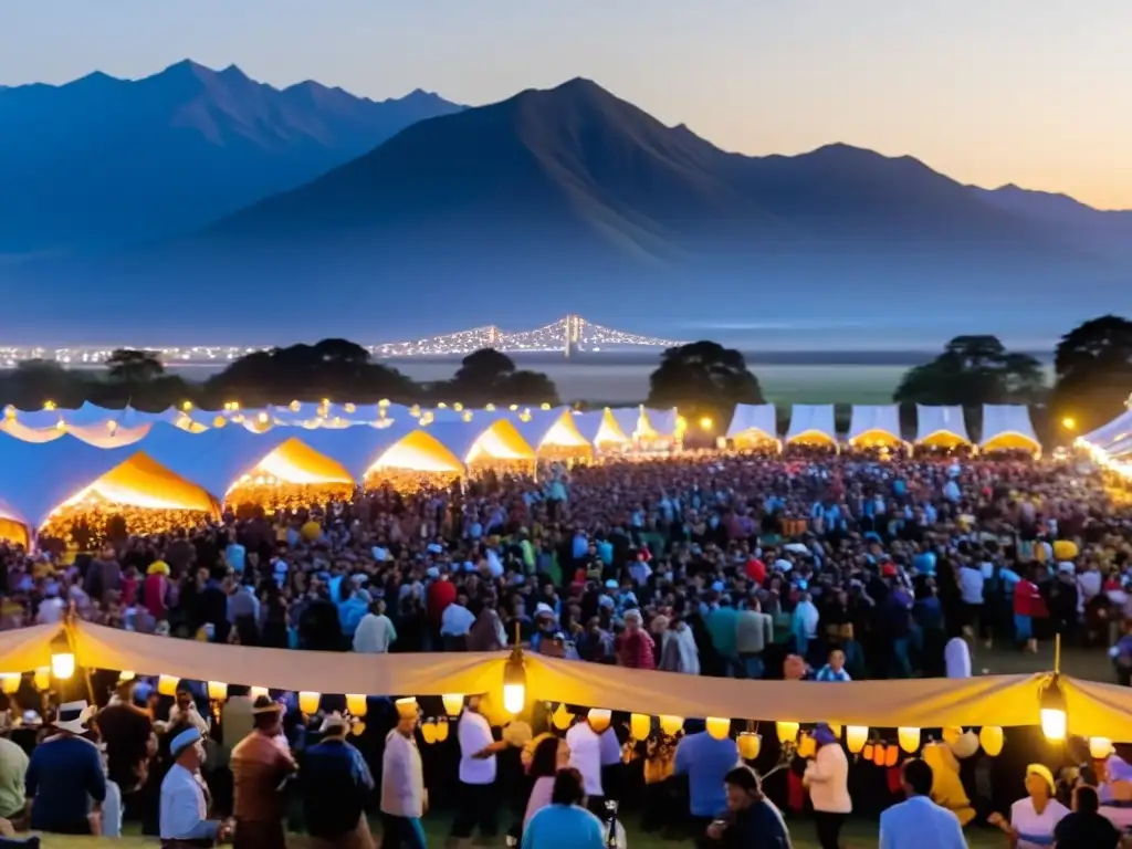 Vista expansiva del vibrante Festival de la Cerveza en Paysandú, uno de los festivales imperdibles en Uruguay, lleno de color, música y alegría