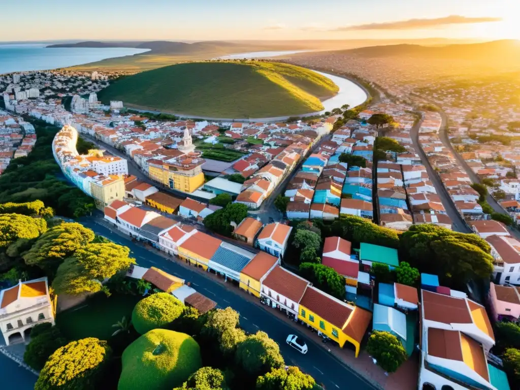 Vista panorámica de Rivera, ciudad fronteriza Brasil-Uruguay, bañada por el dorado atardecer, uniendo culturas y colores