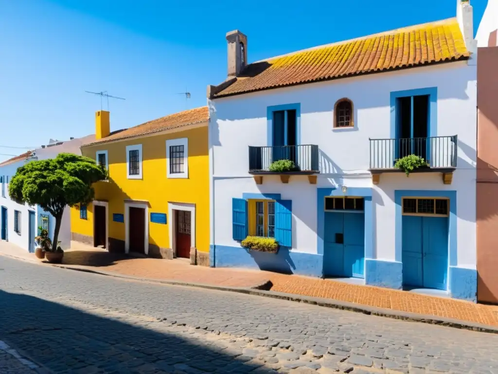 Vista panorámica de la histórica Colonia del Sacramento, Uruguay, con museos y atracciones accesibles para todos, bajo un cielo azul vibrante