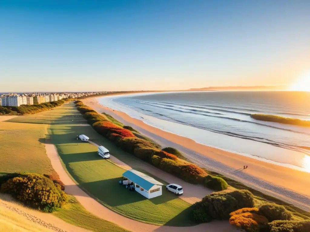 Vista panorámica en otoño de Uruguay: surf, vóley playa, picnics y observación de aves